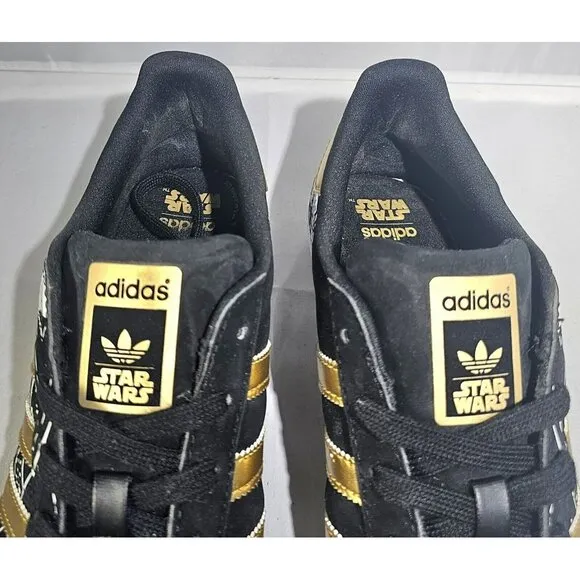 Adidas Women's Superstar Star Wars Death Star Black/White /Gold Sneaker Size 5