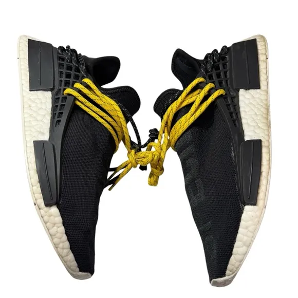 Adidas x Pharrell NMD Human Race Core Black White Yellow Mens 8.5 shoes sneakers
