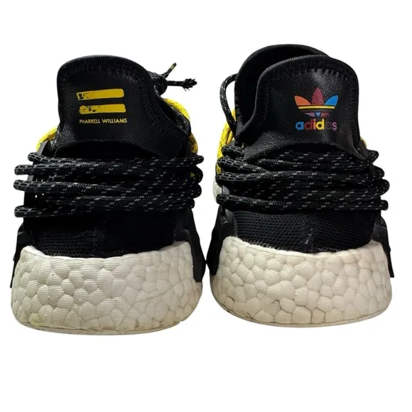 Adidas x Pharrell NMD Human Race Core Black White Yellow Mens 8.5 shoes sneakers