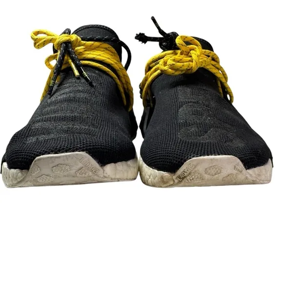 Adidas x Pharrell NMD Human Race Core Black White Yellow Mens 8.5 shoes sneakers