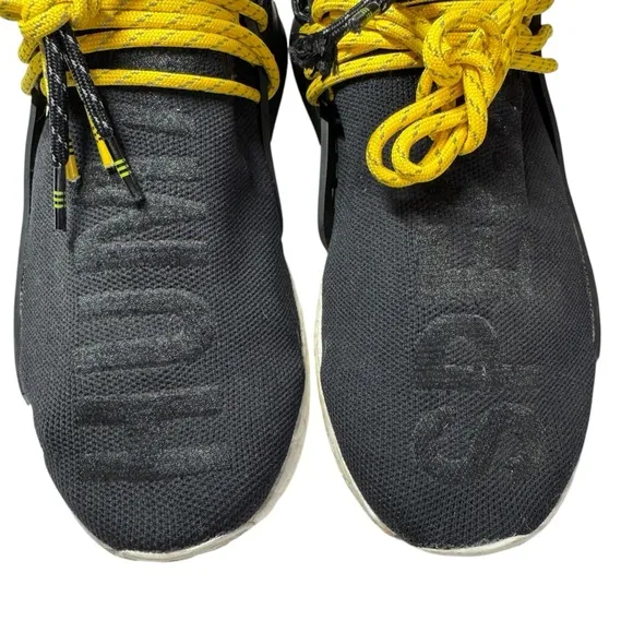 Adidas x Pharrell NMD Human Race Core Black White Yellow Mens 8.5 shoes sneakers