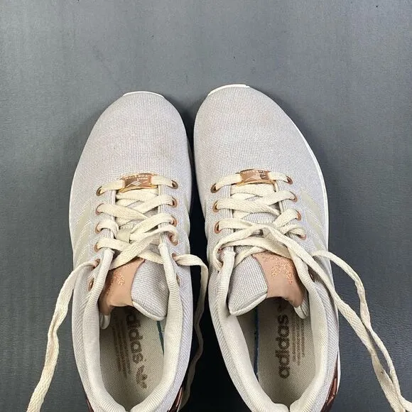 Adidas Z X Flux Torsion Cream  Metallic sneaker shoes womens size 8 (mens 6.5)