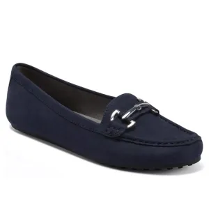 AEROSOLES Women's Day Drive Loafers Navy Faux Suede Wide Width