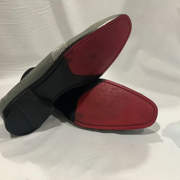 AFTER MIDNIGHT Velvet Silver Crystal Loafers