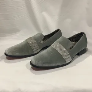 AFTER MIDNIGHT Velvet Silver Crystal Loafers