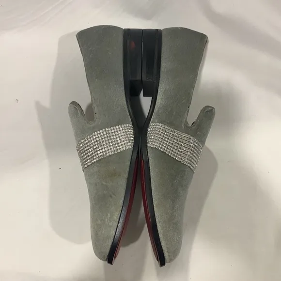 AFTER MIDNIGHT Velvet Silver Crystal Loafers