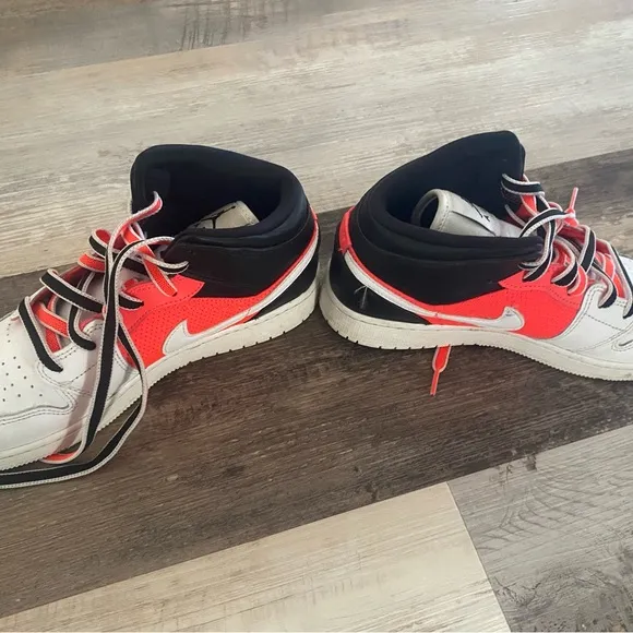 Air Jordan 1 Mid GS Big Kids' Shoes White-Black-Infrared Size 6Y