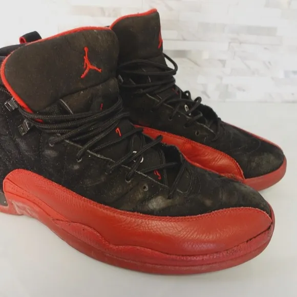Air Jordan Shoes Retro Flu Game 2009 Mens 11.5 Black Red Leather Sneakers Sports