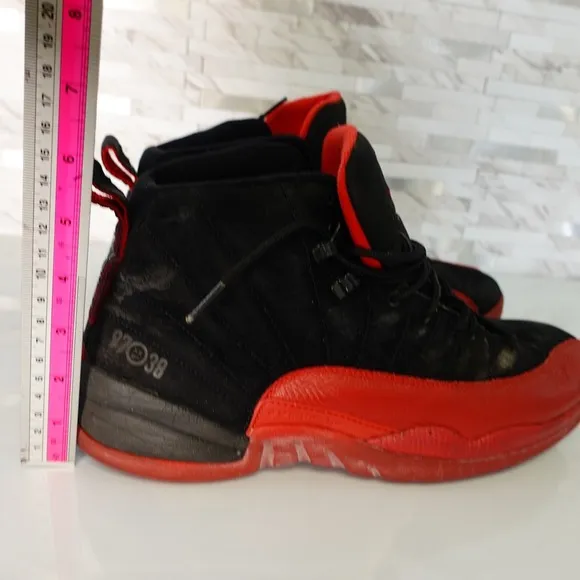 Air Jordan Shoes Retro Flu Game 2009 Mens 11.5 Black Red Leather Sneakers Sports