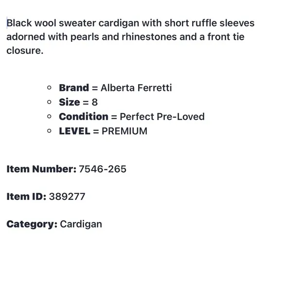 ALBERTA FERRETTI Black 100% Virgin Wool Sweater Cardigan
