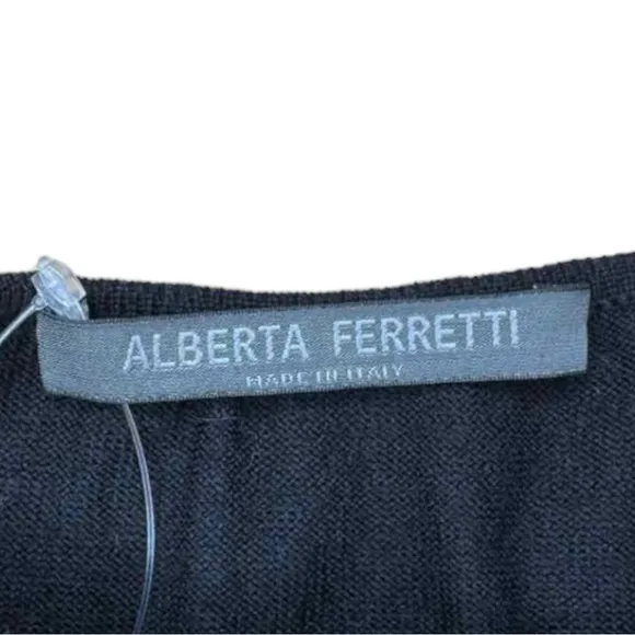 ALBERTA FERRETTI Black 100% Virgin Wool Sweater Cardigan