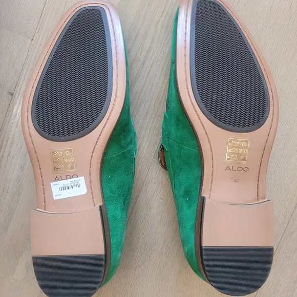 Aldo Corsa Green Suede Men Shoes Size US 10 Loafer Square toe Slip-on Metal
