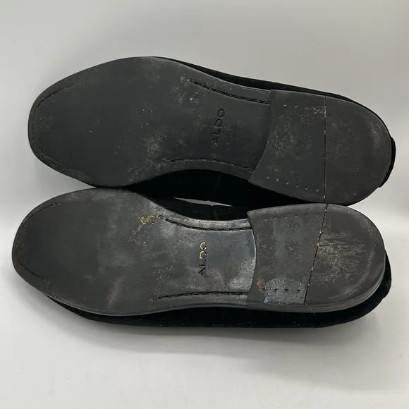 Aldo men’s Chaoswen embroidered butterfly black velvety slip-on shoes, size 7.5