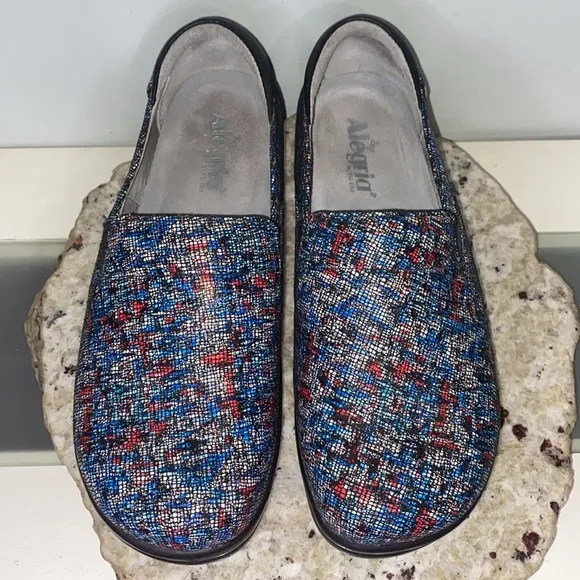 Alegria Keli Black Blue Media Comfortable Leather Professional Slip On Shoes 41