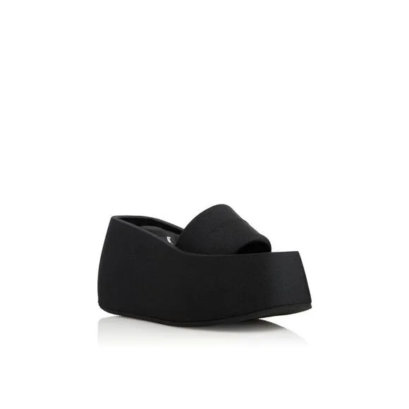 ALEXANDER WANG Womens Black 2 Wedge Taji Toe Wedge Slip On Sandals Shoes 39