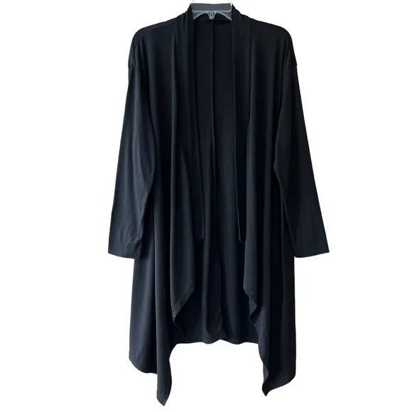 All Season Knit Cardigan Light Weight Flowy Pretty Garden Black Size Medium