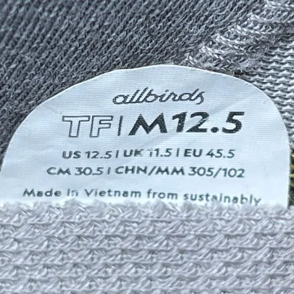 Allbirds Tree Flyer Silver Fern Shoes Mens Size 12.5 Black Yellow Blizzard