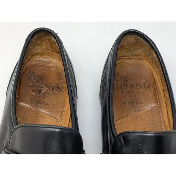 Allen Edmonds Bergamo Loafers Black Shoes Men's Size 9.5 D Slip on Italian Italy