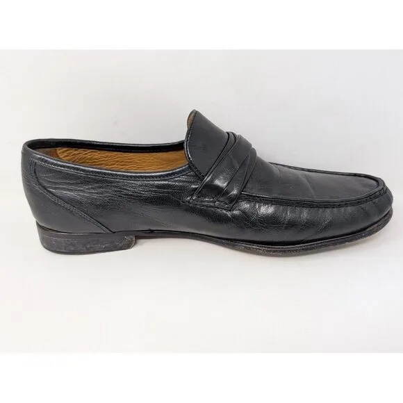 Allen Edmonds Bergamo Loafers Black Shoes Men's Size 9.5 D Slip on Italian Italy