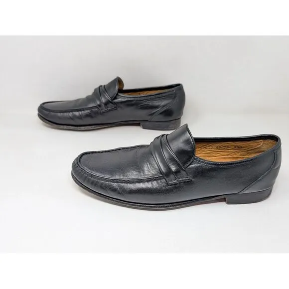 Allen Edmonds Bergamo Loafers Black Shoes Men's Size 9.5 D Slip on Italian Italy