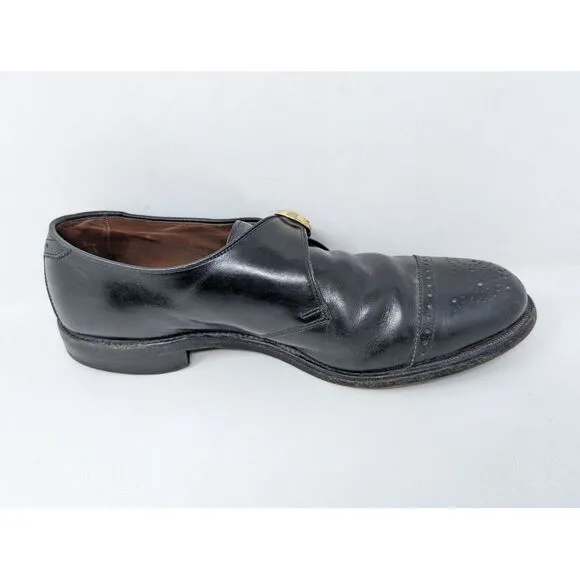 Allen‎ Edmonds Dress Shoes Mens 11 D Black Hillsboro Leather Cap Toe Monk Strap