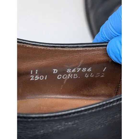 Allen‎ Edmonds Dress Shoes Mens 11 D Black Hillsboro Leather Cap Toe Monk Strap