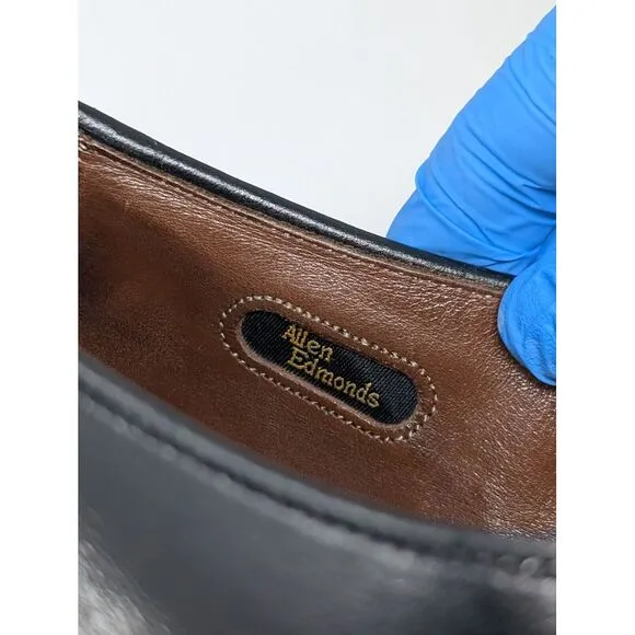 Allen‎ Edmonds Dress Shoes Mens 11 D Black Hillsboro Leather Cap Toe Monk Strap