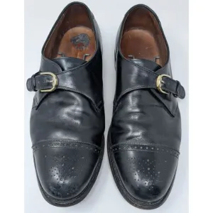 Allen‎ Edmonds Dress Shoes Mens 11 D Black Hillsboro Leather Cap Toe Monk Strap