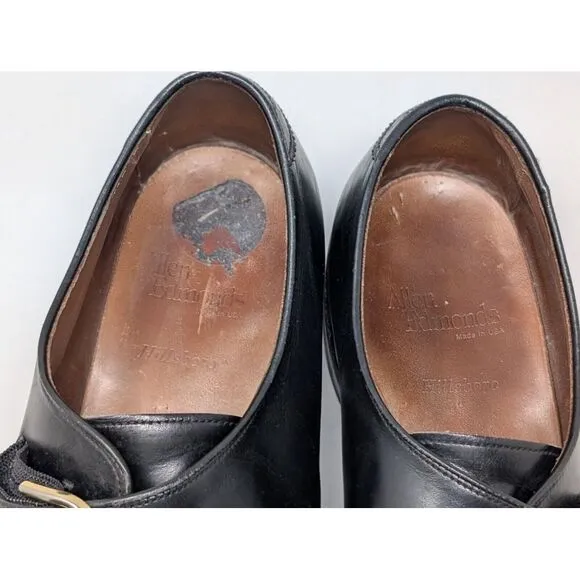 Allen‎ Edmonds Dress Shoes Mens 11 D Black Hillsboro Leather Cap Toe Monk Strap