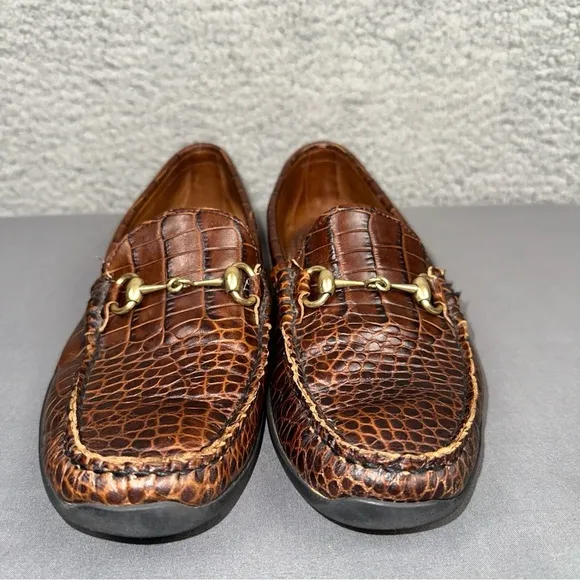 Allen Edmonds Shoes Mens 8.5D Brown Grand Cayman Croc Printed Leather Slip On