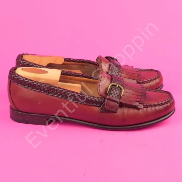 Allen Edmonds Shoes Womens 9B Brown Loafer Leather Kiltie Strap Maine Heathwood