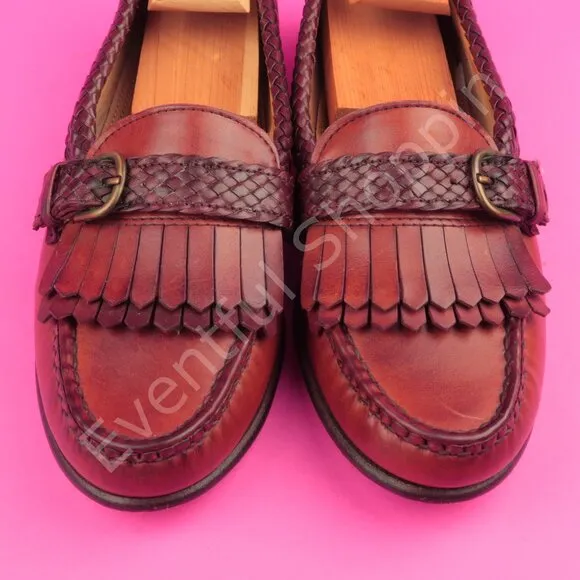 Allen Edmonds Shoes Womens 9B Brown Loafer Leather Kiltie Strap Maine Heathwood