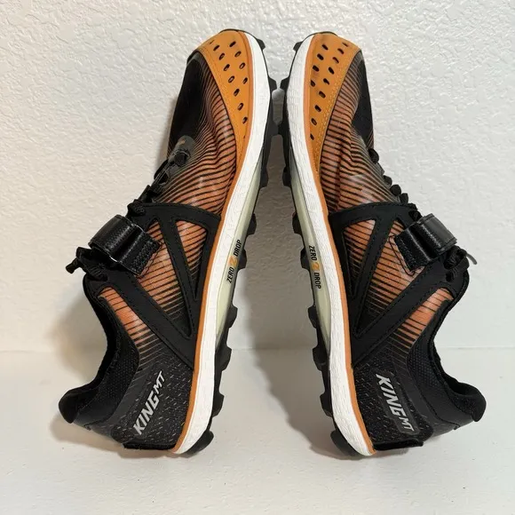 Altra King MT Shoes Men's US 10.5 Orange Black Trail Running Vibram Gaiter Trap
