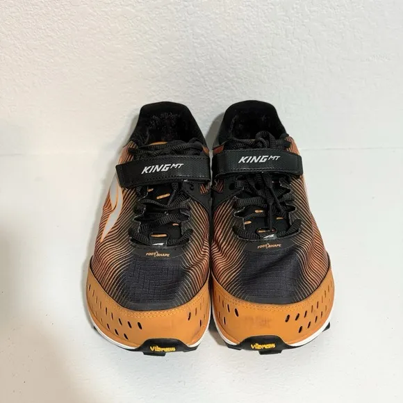 Altra King MT Shoes Men's US 10.5 Orange Black Trail Running Vibram Gaiter Trap