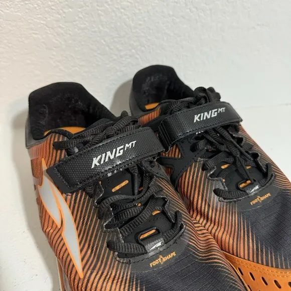 Altra King MT Shoes Men's US 10.5 Orange Black Trail Running Vibram Gaiter Trap