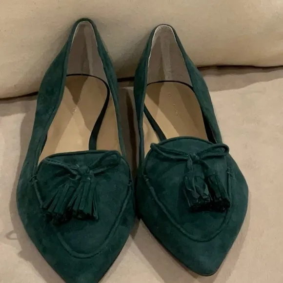 Ann Taylor Elegant Green Tassel Loafers