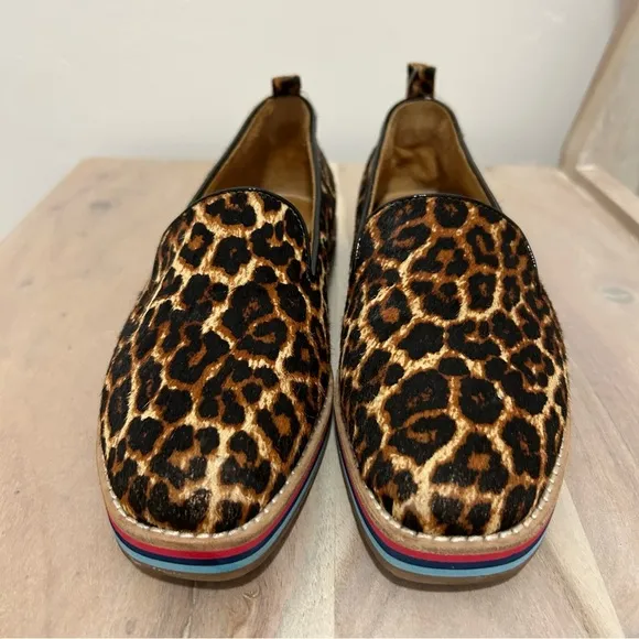 Anthropologie Bill Blass Archie Flats Calf Hair Cheetah Print Slip On Women’s 8