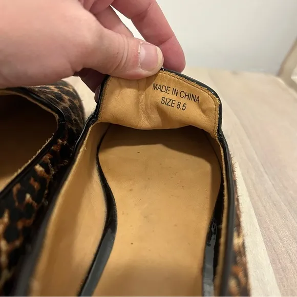 Anthropologie Bill Blass Archie Flats Calf Hair Cheetah Print Slip On Women’s 8