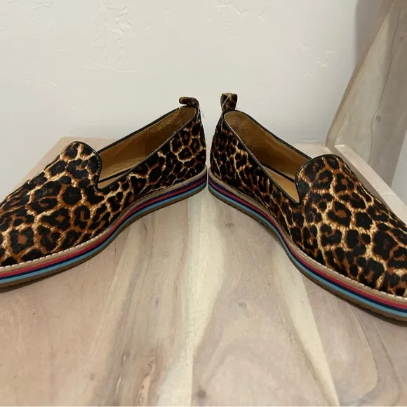 Anthropologie Bill Blass Archie Flats Calf Hair Cheetah Print Slip On Women’s 8