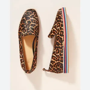 Anthropologie Bill Blass Archie Flats Calf Hair Cheetah Print Slip On Women’s 8