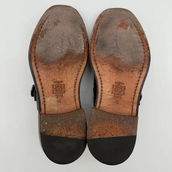 Antonio Maurizi Leather Black Double Monk Strap Derby Brogue Fringe 43/9.5