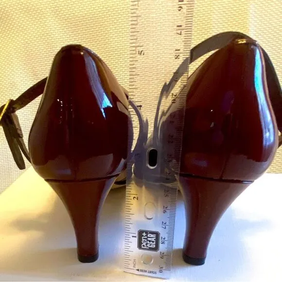 Anyi Lu red patent leather detachable strap Mary Jane pumps made in Italy 38.5