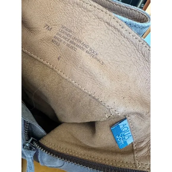 Aqua Sofft Sharnell Waterproof Gray Leather Sealed Size 7 Zip Back Lace Up