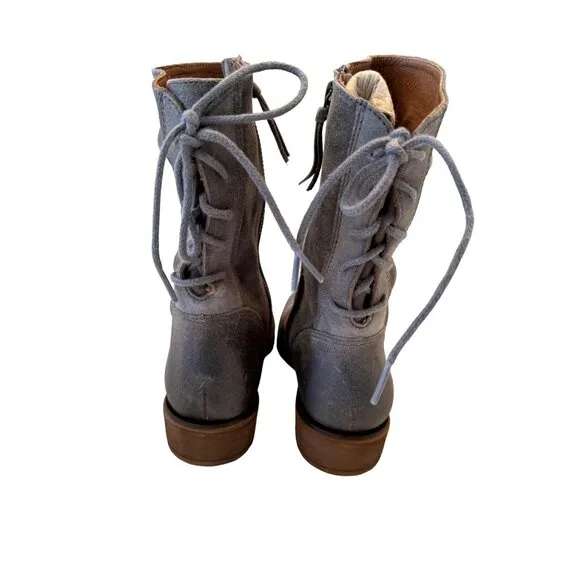 Aqua Sofft Sharnell Waterproof Gray Leather Sealed Size 7 Zip Back Lace Up