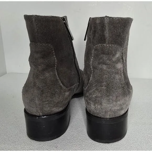 Aquatalia Oribella Suede Ankle Boots Sz 9 Waterproof Booties Grey Western