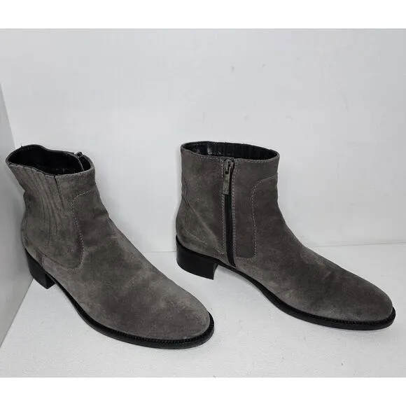 Aquatalia Oribella Suede Ankle Boots Sz 9 Waterproof Booties Grey Western