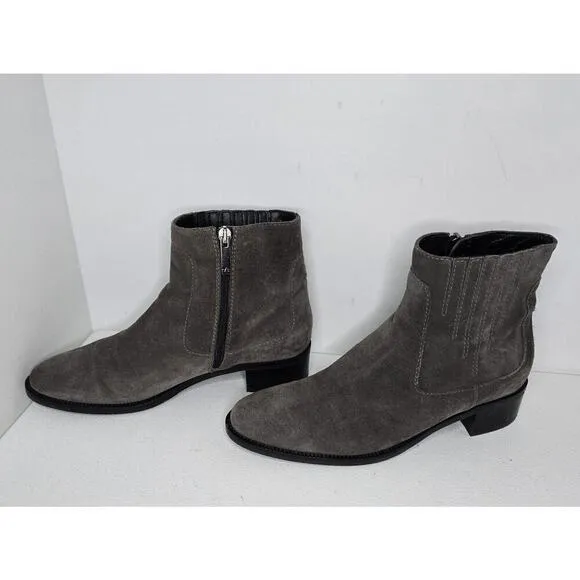 Aquatalia Oribella Suede Ankle Boots Sz 9 Waterproof Booties Grey Western