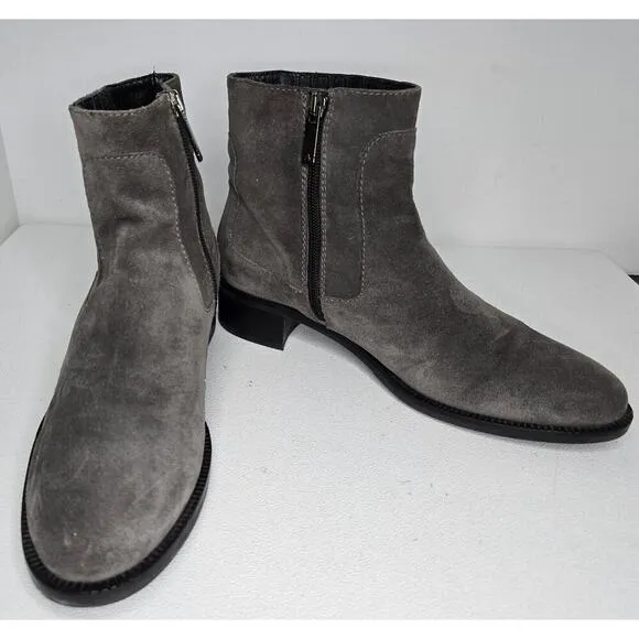Aquatalia Oribella Suede Ankle Boots Sz 9 Waterproof Booties Grey Western