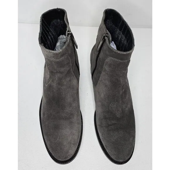 Aquatalia Oribella Suede Ankle Boots Sz 9 Waterproof Booties Grey Western