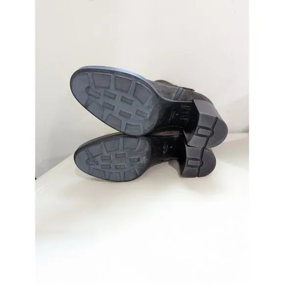 Aquatalia Size 8 Isla Boots Suede Ankle Booties Dark Grey Heels Waterproof